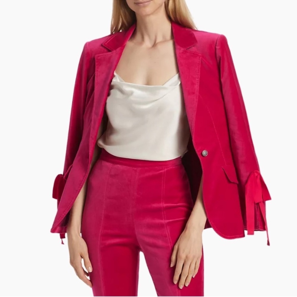NWT Cinq A SEPT'S Velvet Lou Blazer, Berry, 6 - Picture 2 of 16